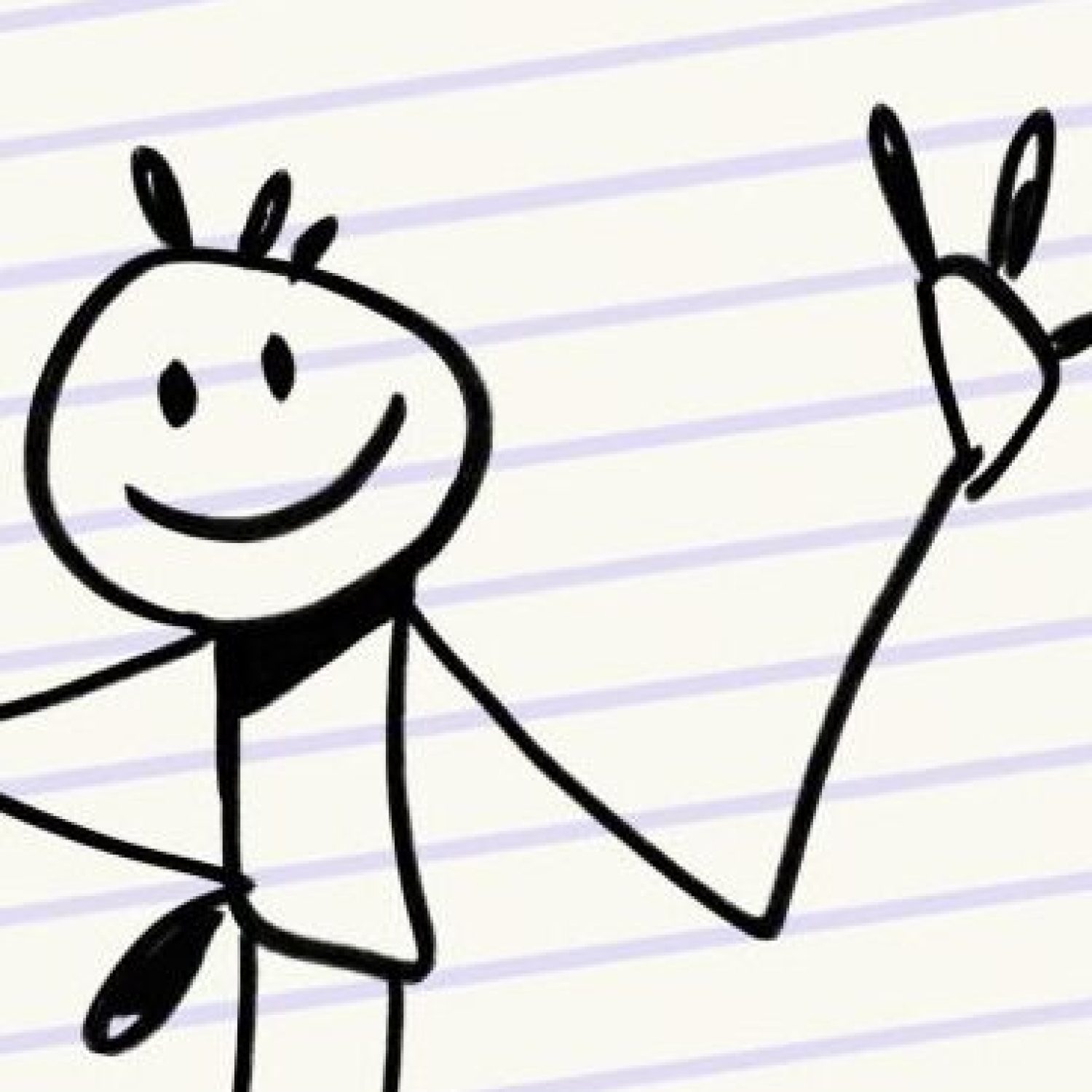 Bizarre character sketch says hello on paper with line, sketch concept. Lovely comic strip with black and white. Cartoon for media, web, book